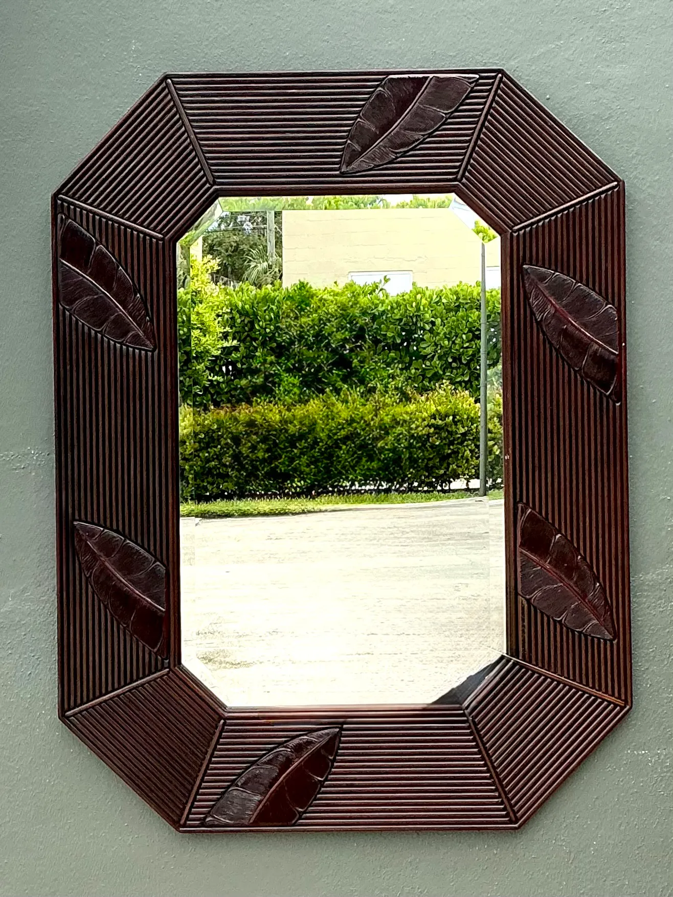 Vintage Octagonal Rattan Wall Mirror — additional photo 2