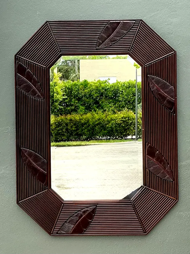 Vintage Octagonal Rattan Wall Mirror — additional photo 2