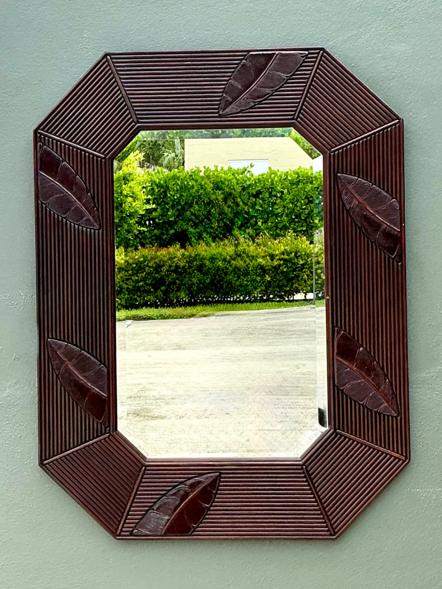 Vintage Octagonal Rattan Wall Mirror — additional photo 7