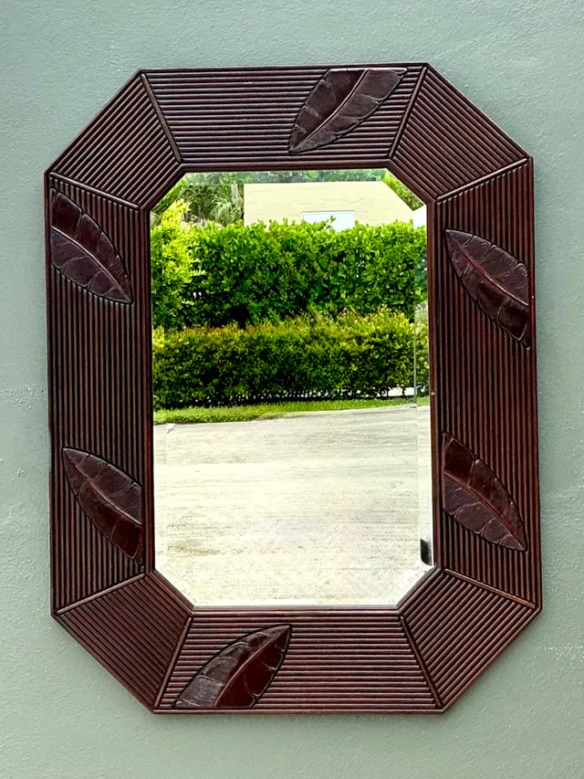 Vintage Octagonal Rattan Wall Mirror — additional photo 7