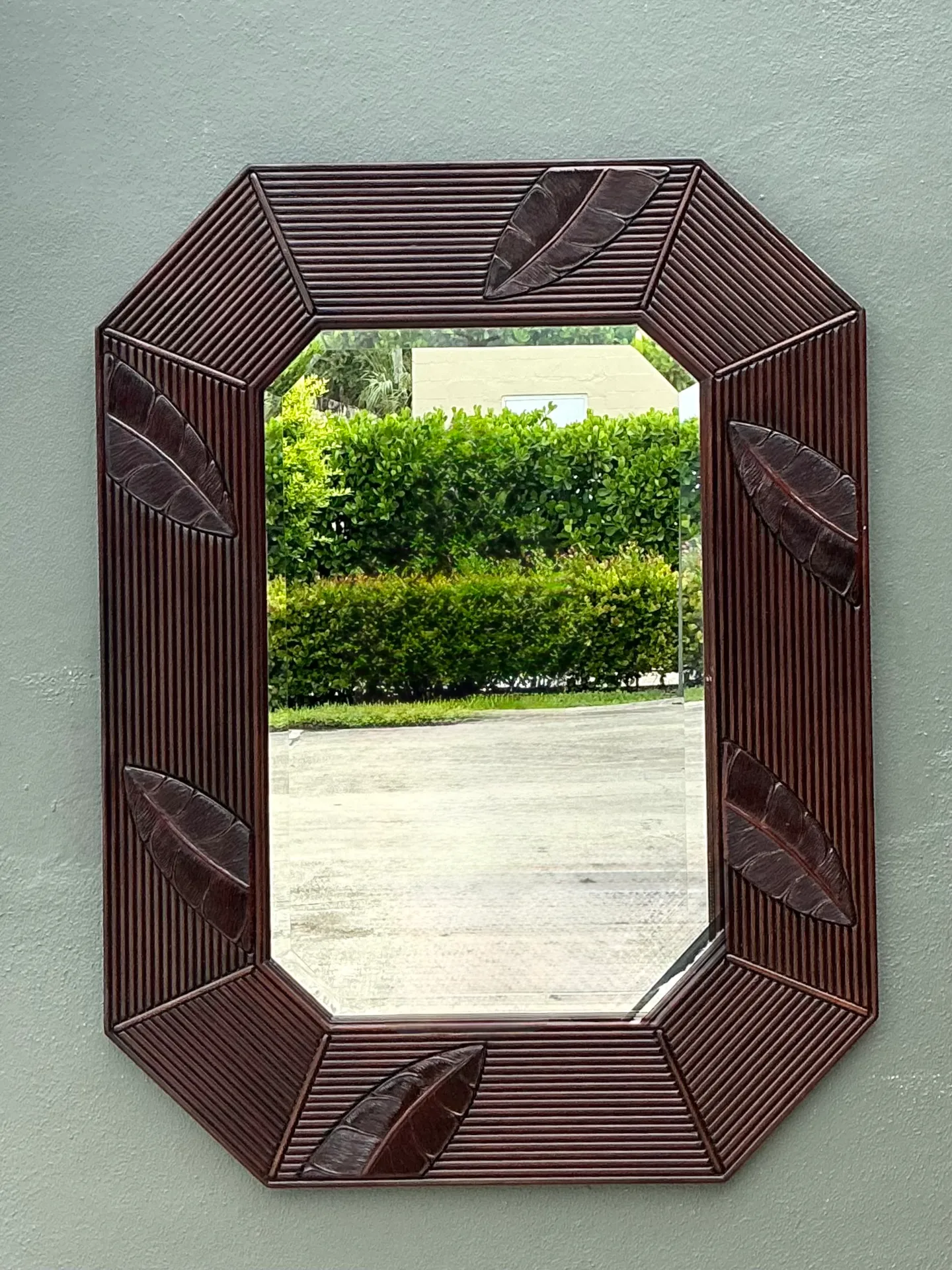 Vintage Octagonal Rattan Wall Mirror — additional photo 5