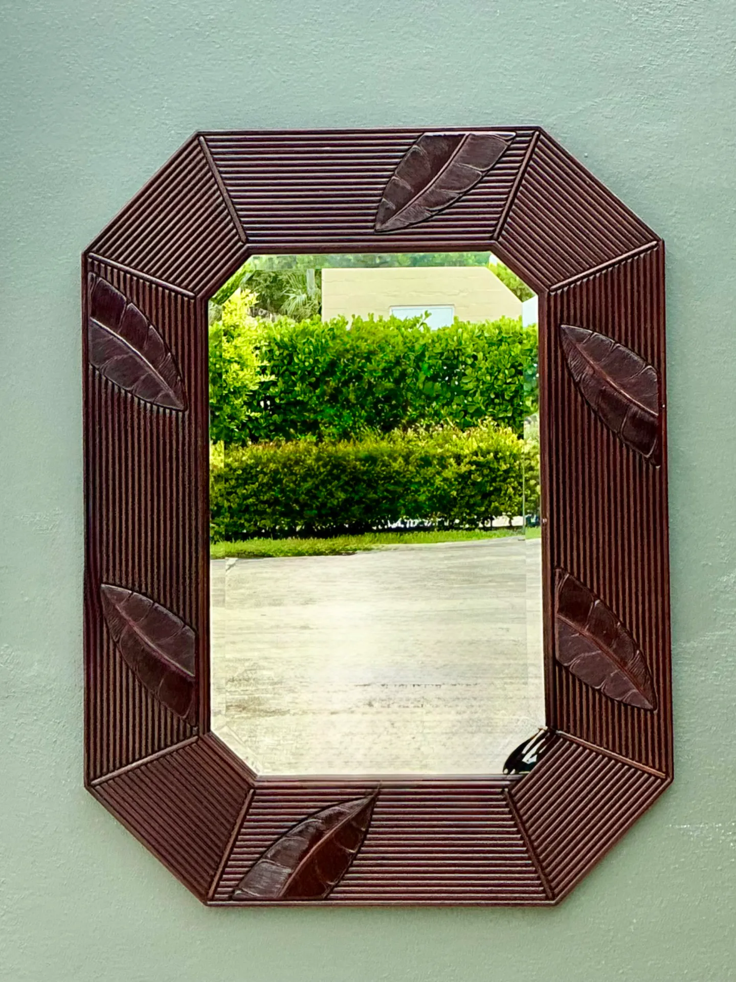 Vintage Octagonal Rattan Wall Mirror — additional photo 3