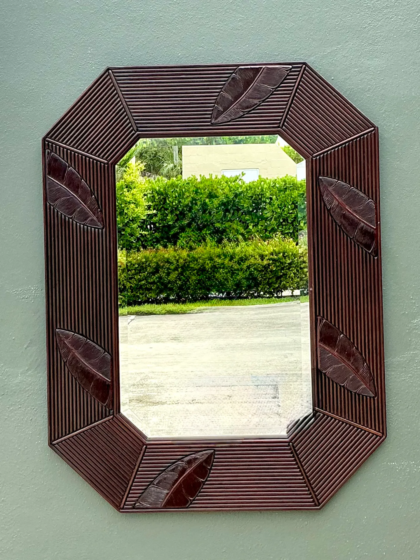 Vintage Octagonal Rattan Wall Mirror — additional photo 1