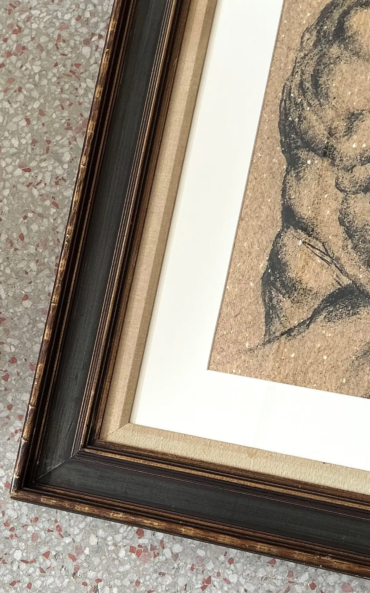 Vintage Original Charcoal Male Torso Drawing — additional photo 7