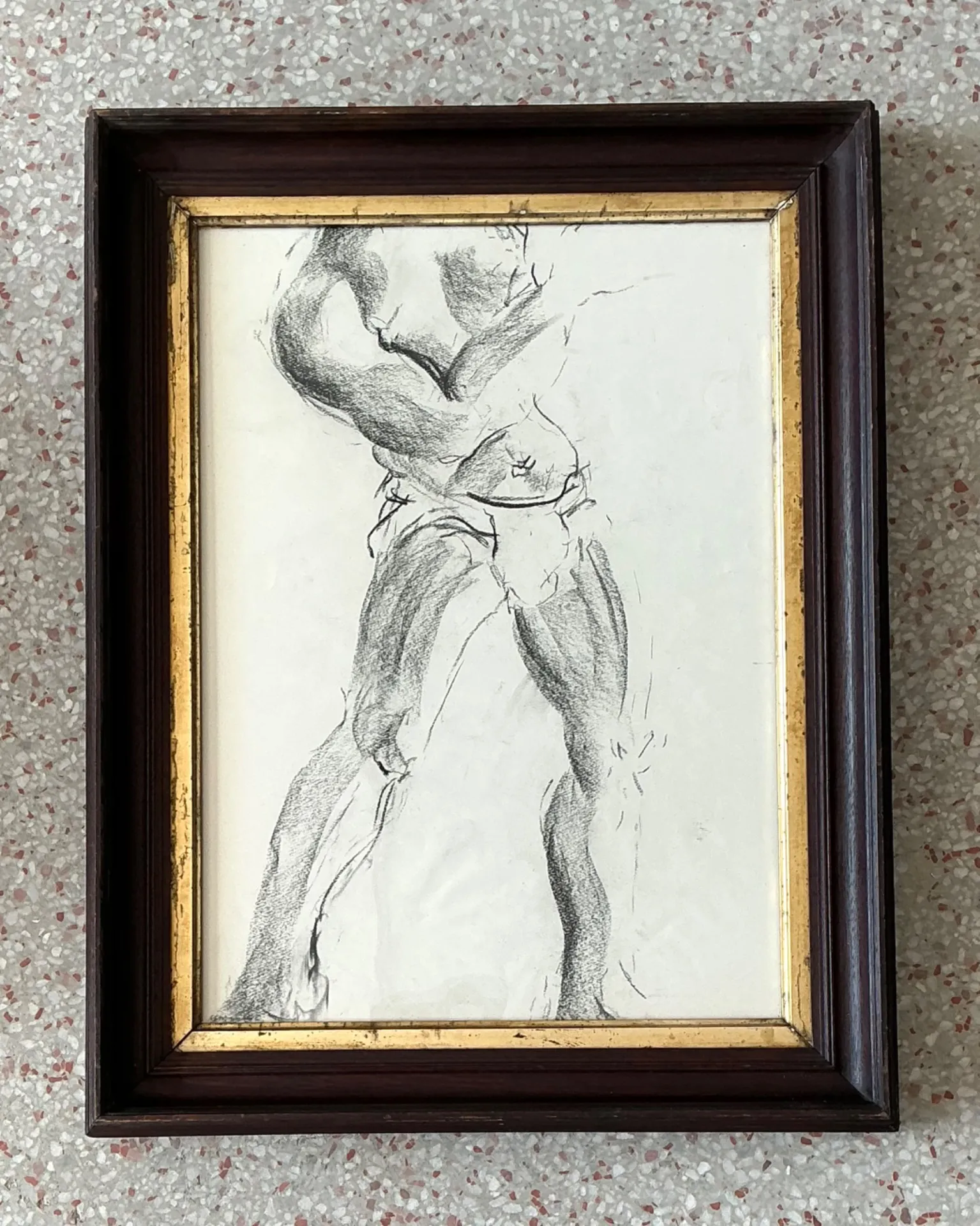 Vintage Graphite Male Torso Study — additional photo 1