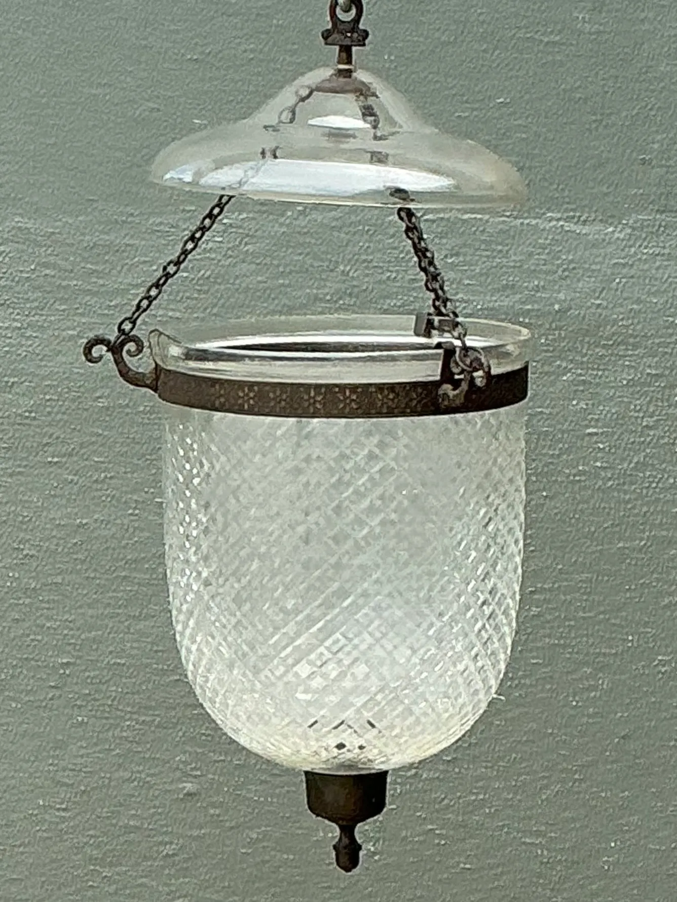 Vintage Diamond Cut Crystal Bell Jar Lantern — additional photo 8
