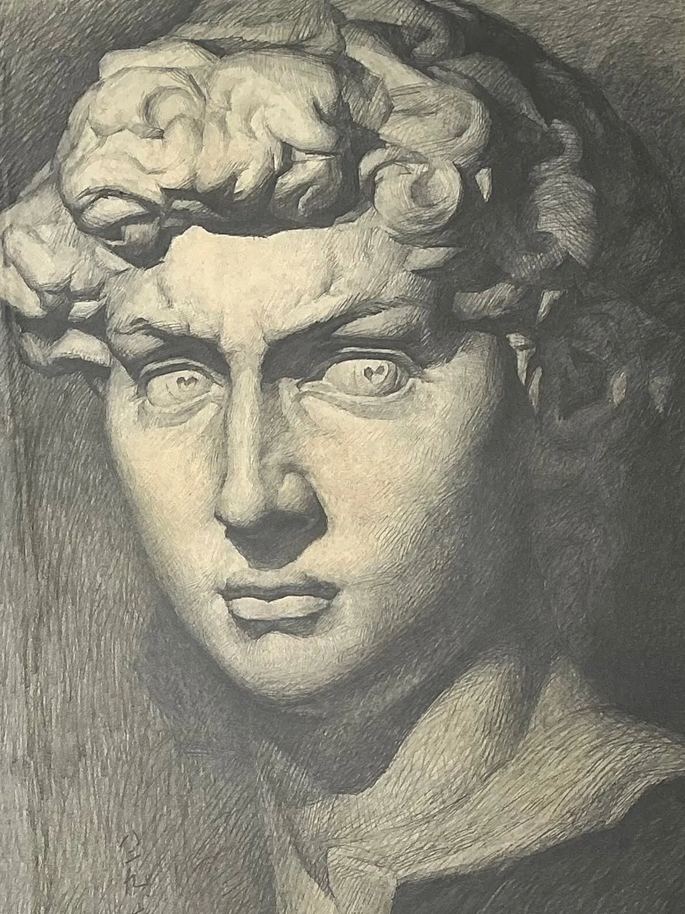 Vintage Graphite Portrait in Ornate Frame — additional photo 1