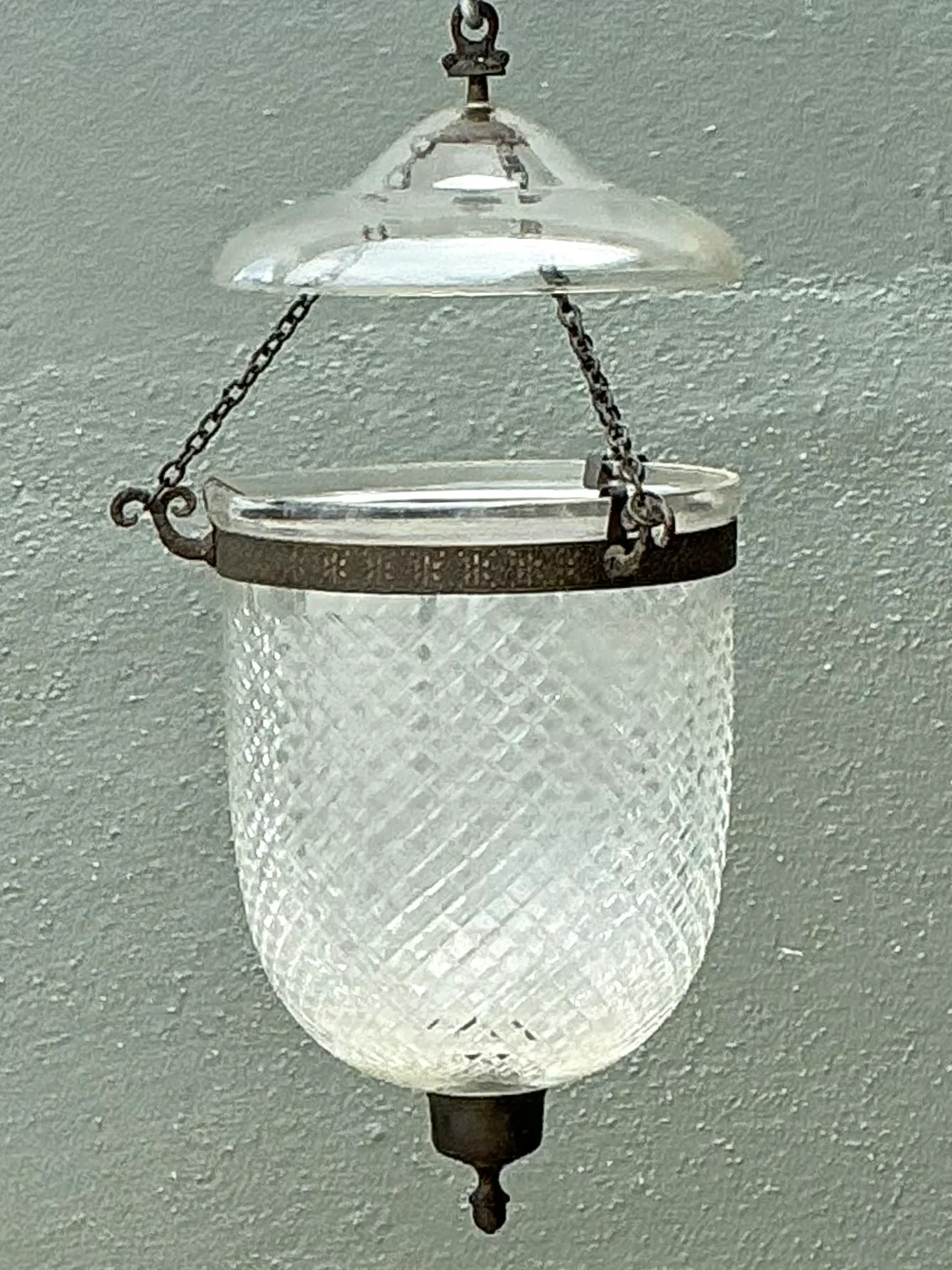 Vintage Diamond Cut Crystal Bell Jar Lantern — additional photo 2