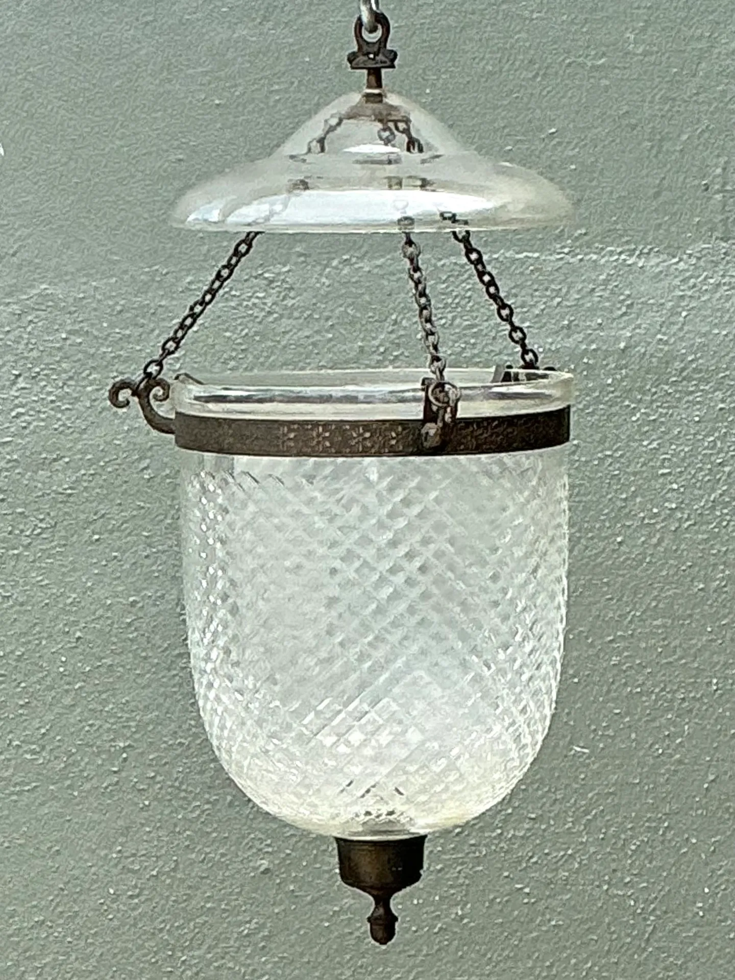 Vintage Diamond Cut Crystal Bell Jar Lantern — additional photo 4