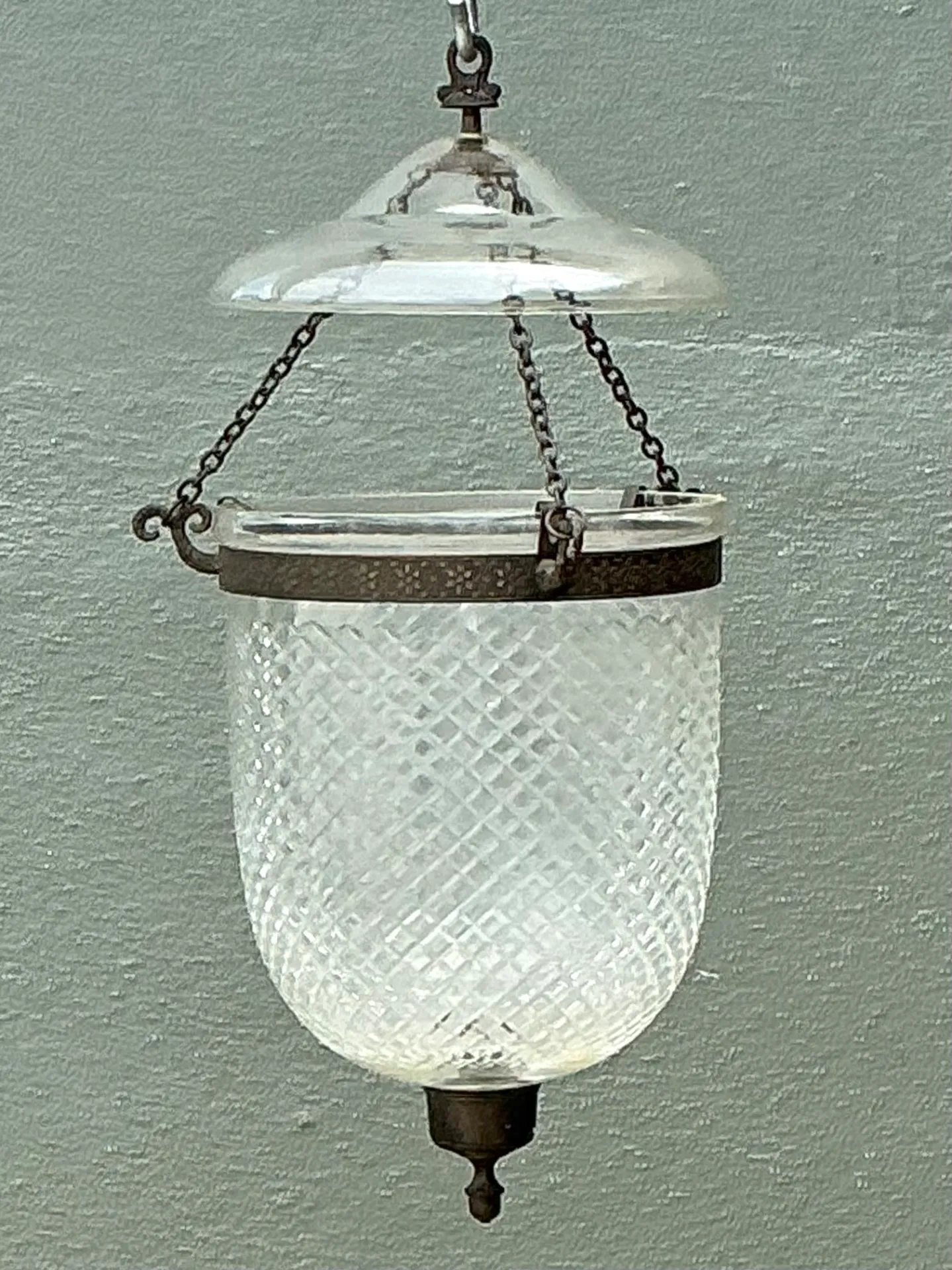 Vintage Diamond Cut Crystal Bell Jar Lantern — additional photo 6