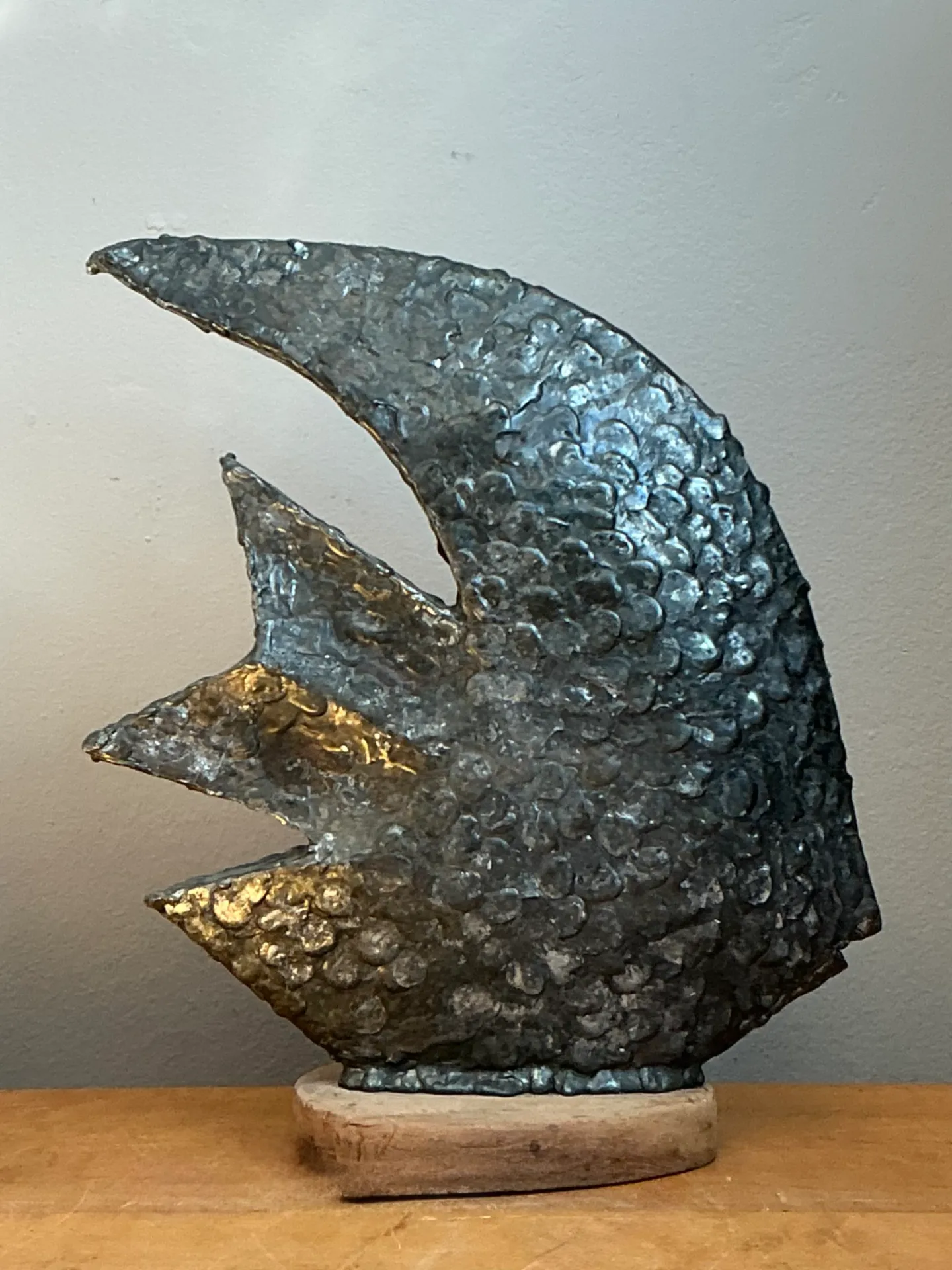 Vintage Plaster Textured Abstract Fish Sculpture — additional photo 6