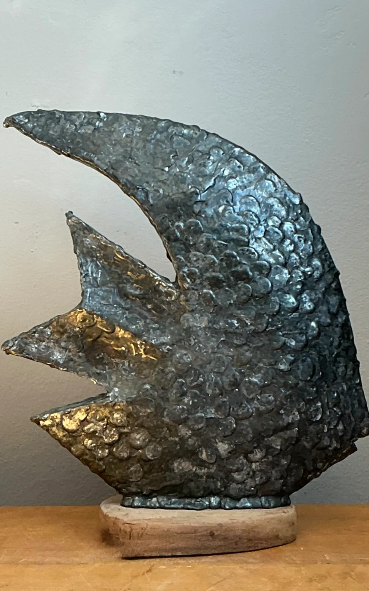 Vintage Plaster Textured Abstract Fish Sculpture — additional photo 6