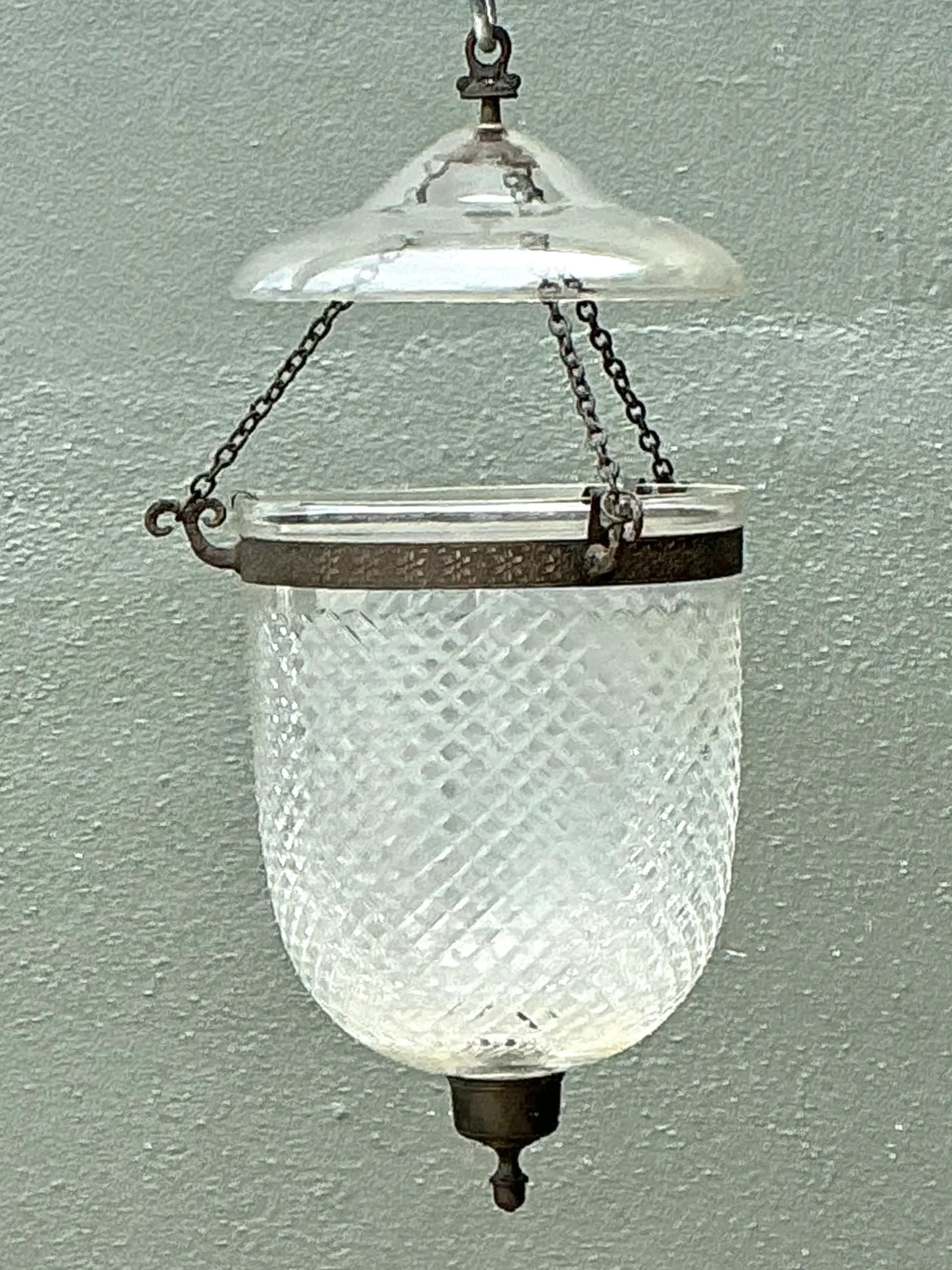 Vintage Diamond Cut Crystal Bell Jar Lantern — additional photo 1