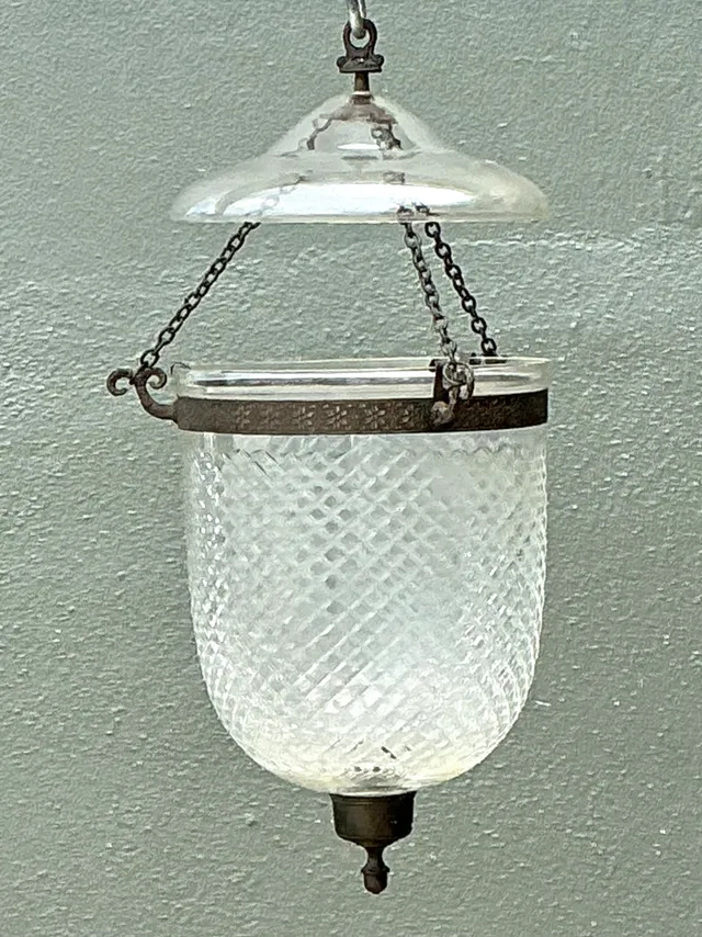 Vintage Diamond Cut Crystal Bell Jar Lantern — additional photo 1