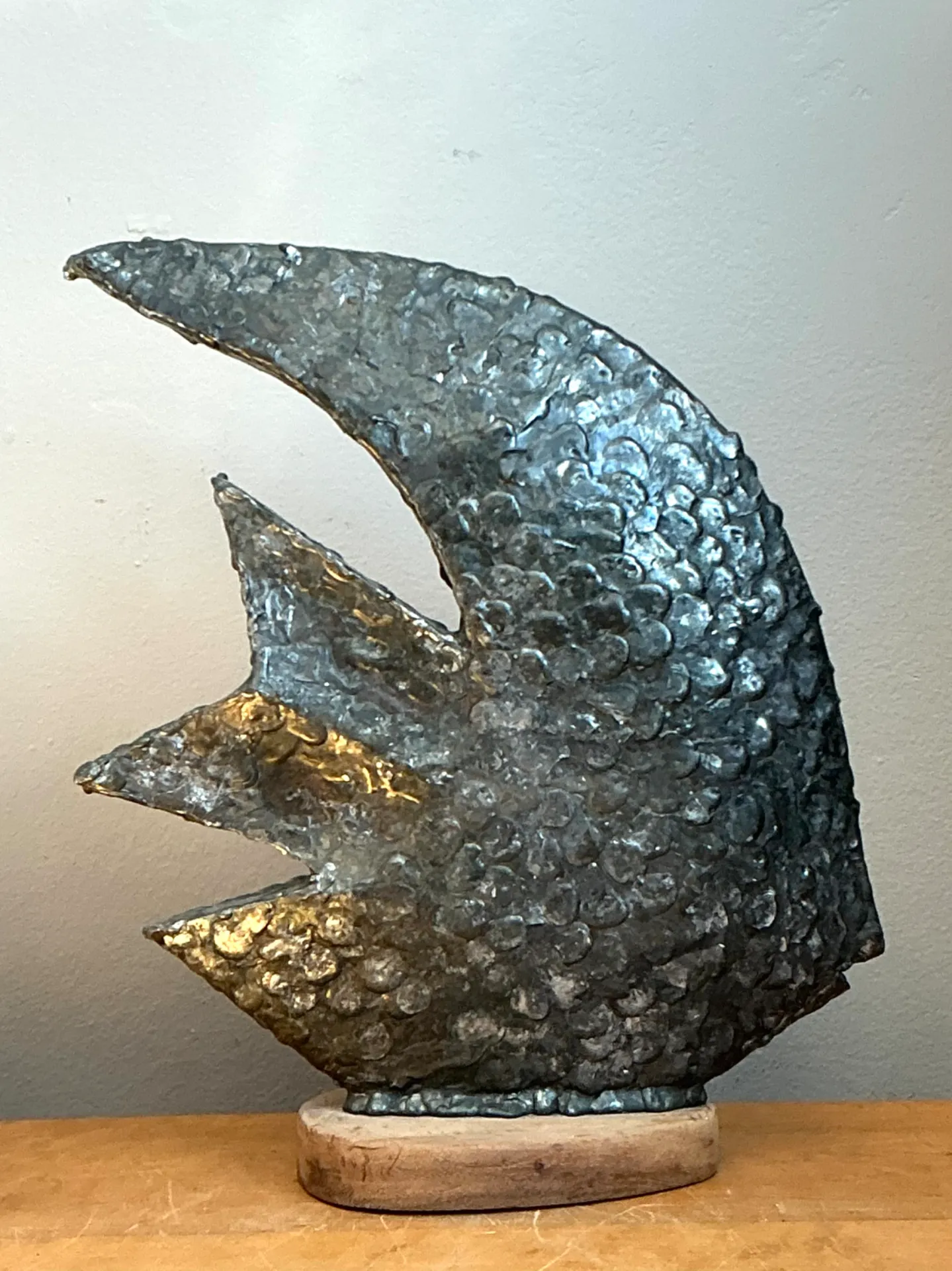 Vintage Plaster Textured Abstract Fish Sculpture — additional photo 2
