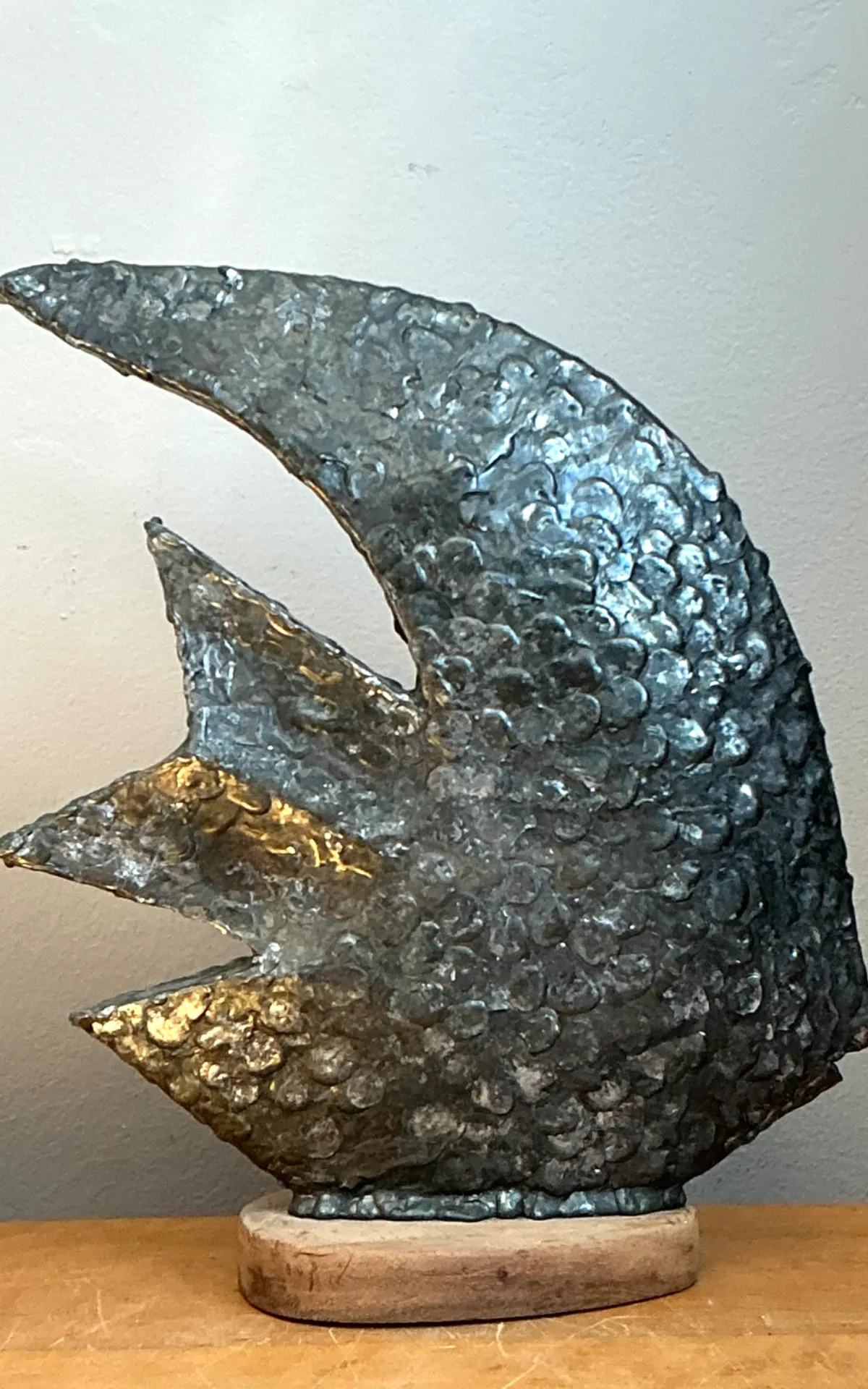 Vintage Plaster Textured Abstract Fish Sculpture — additional photo 2