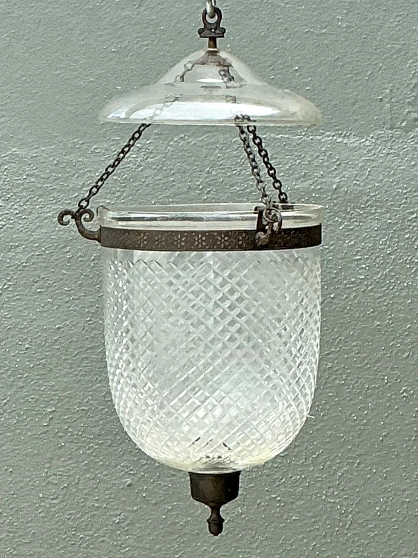 Vintage Diamond Cut Crystal Bell Jar Lantern — additional photo 3