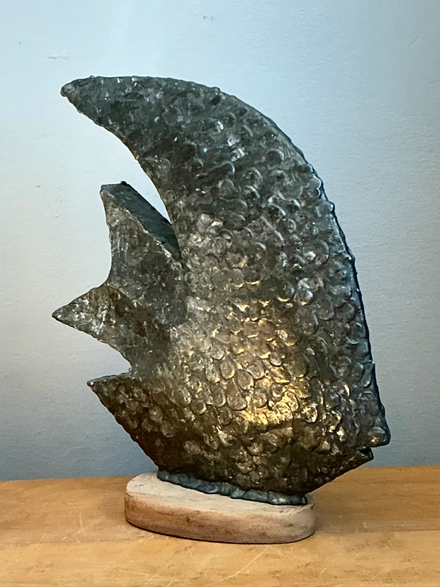 Vintage Plaster Textured Abstract Fish Sculpture — additional photo 5