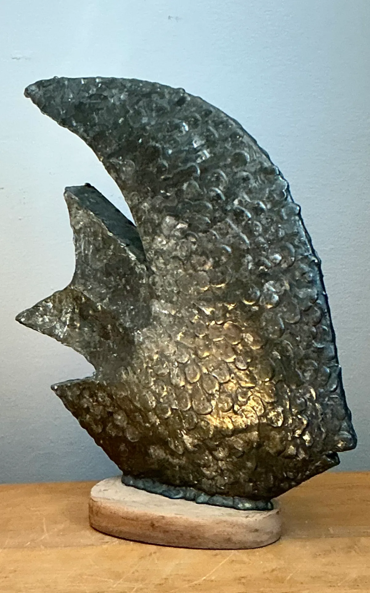 Vintage Plaster Textured Abstract Fish Sculpture — additional photo 5