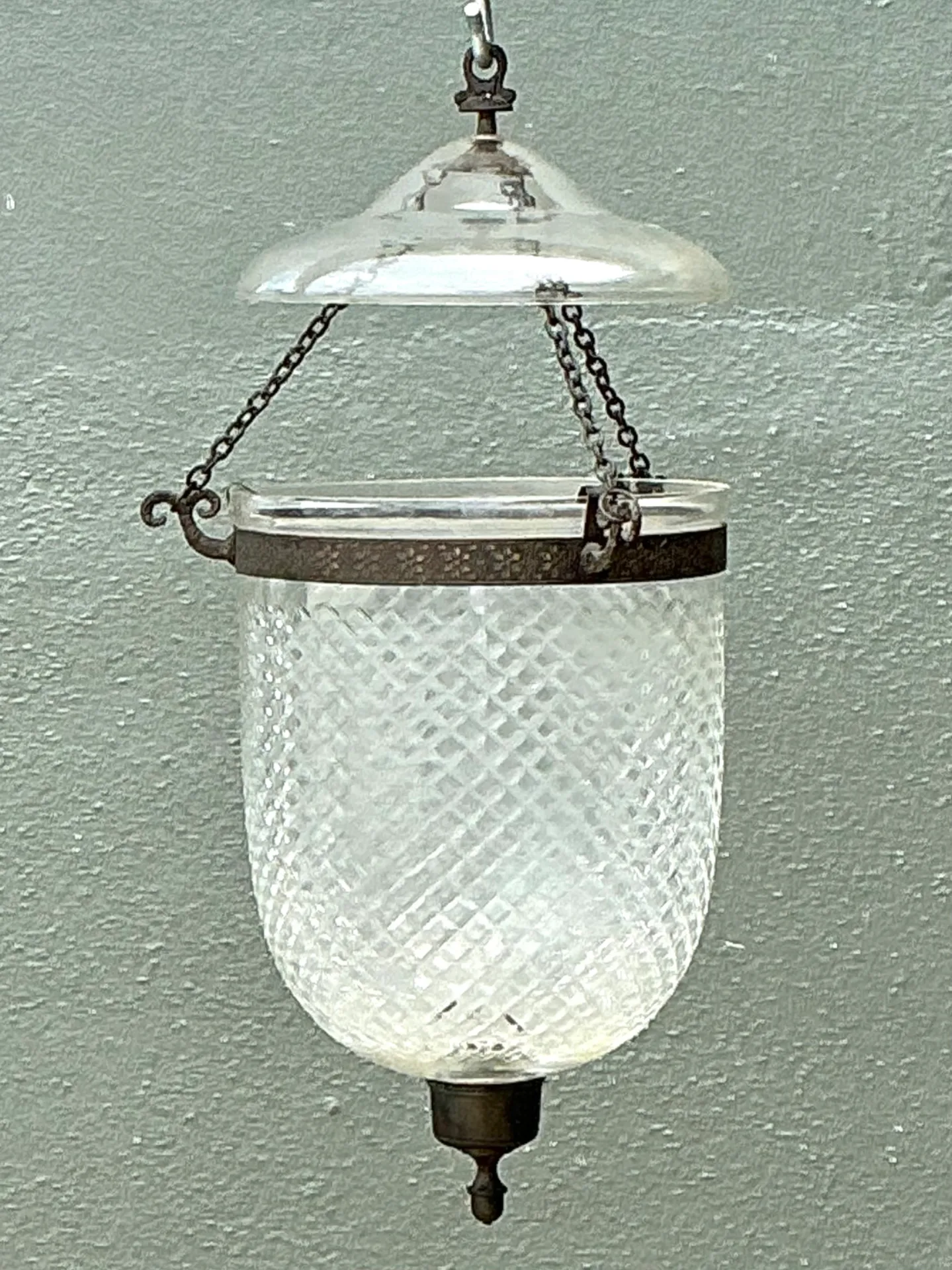 Vintage Diamond Cut Crystal Bell Jar Lantern — additional photo 5