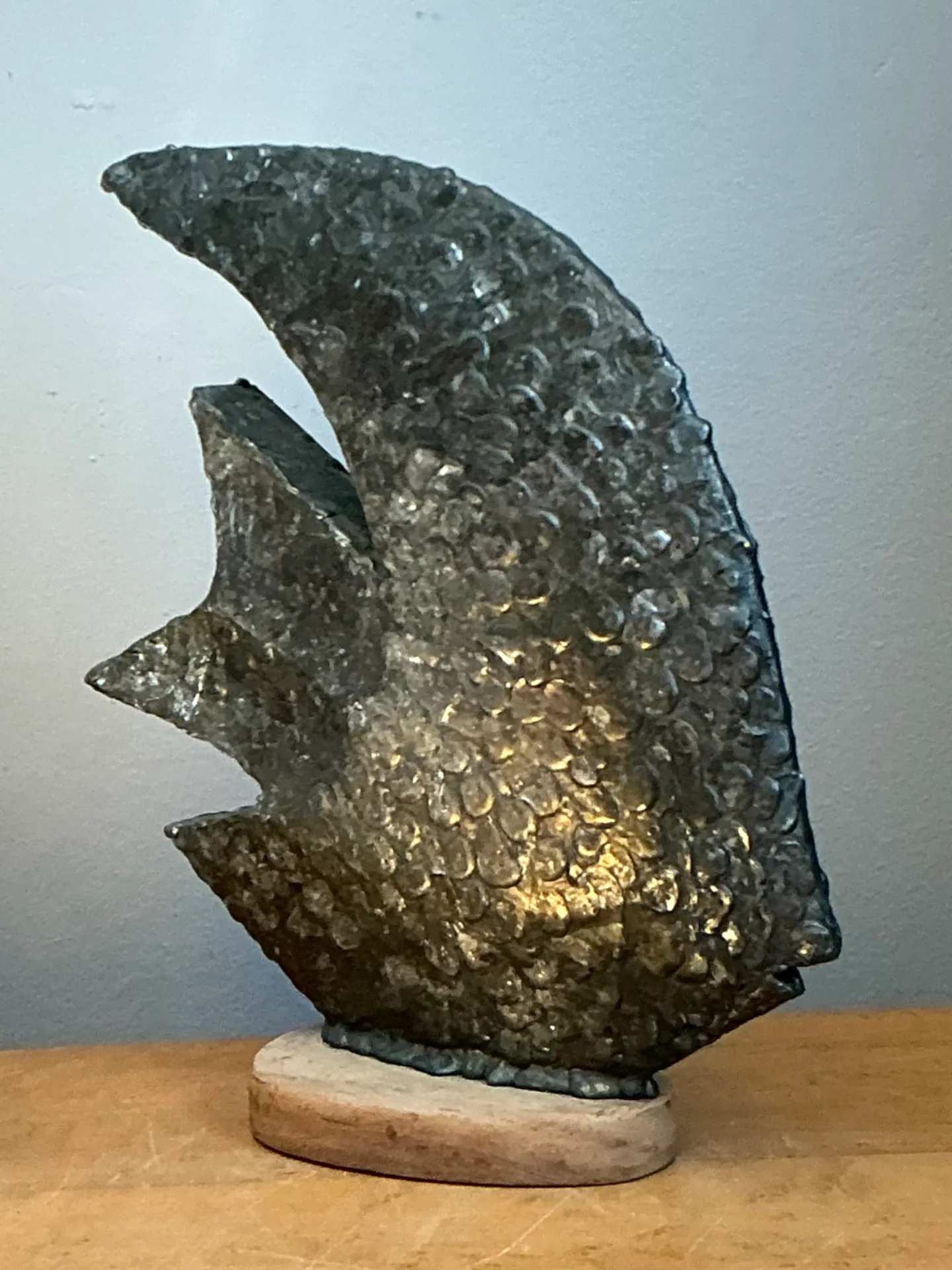 Vintage Plaster Textured Abstract Fish Sculpture — additional photo 4