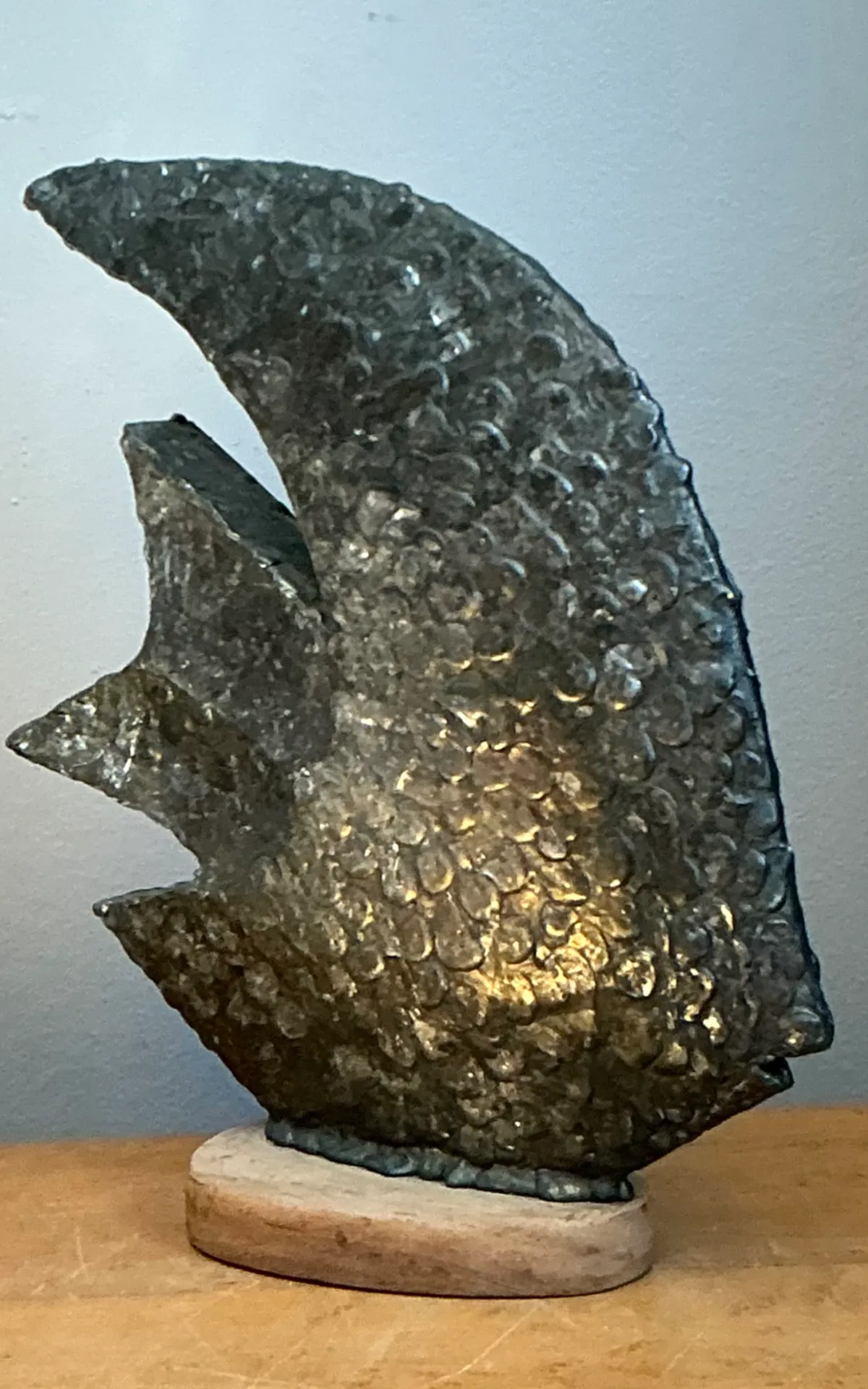 Vintage Plaster Textured Abstract Fish Sculpture — additional photo 4