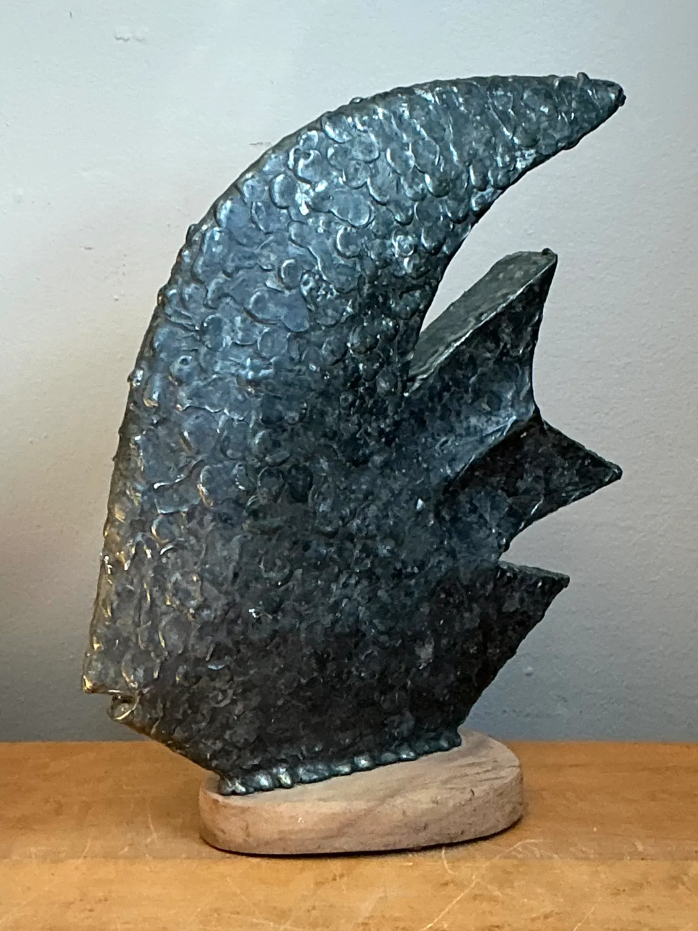 Vintage Plaster Textured Abstract Fish Sculpture — additional photo 3