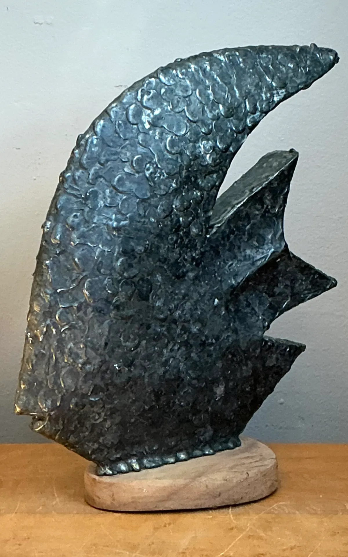 Vintage Plaster Textured Abstract Fish Sculpture — additional photo 3