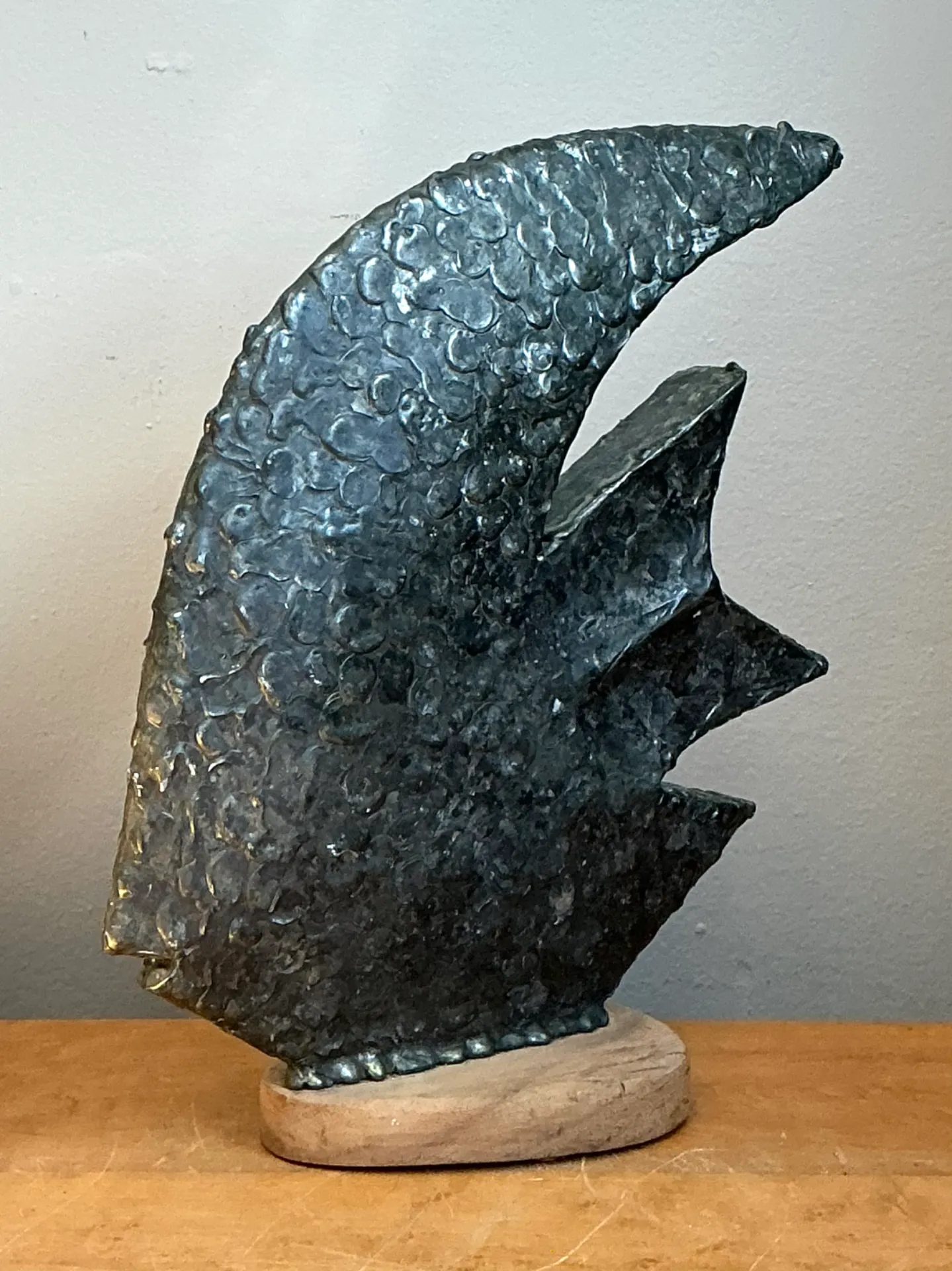 Vintage Plaster Textured Abstract Fish Sculpture — additional photo 1