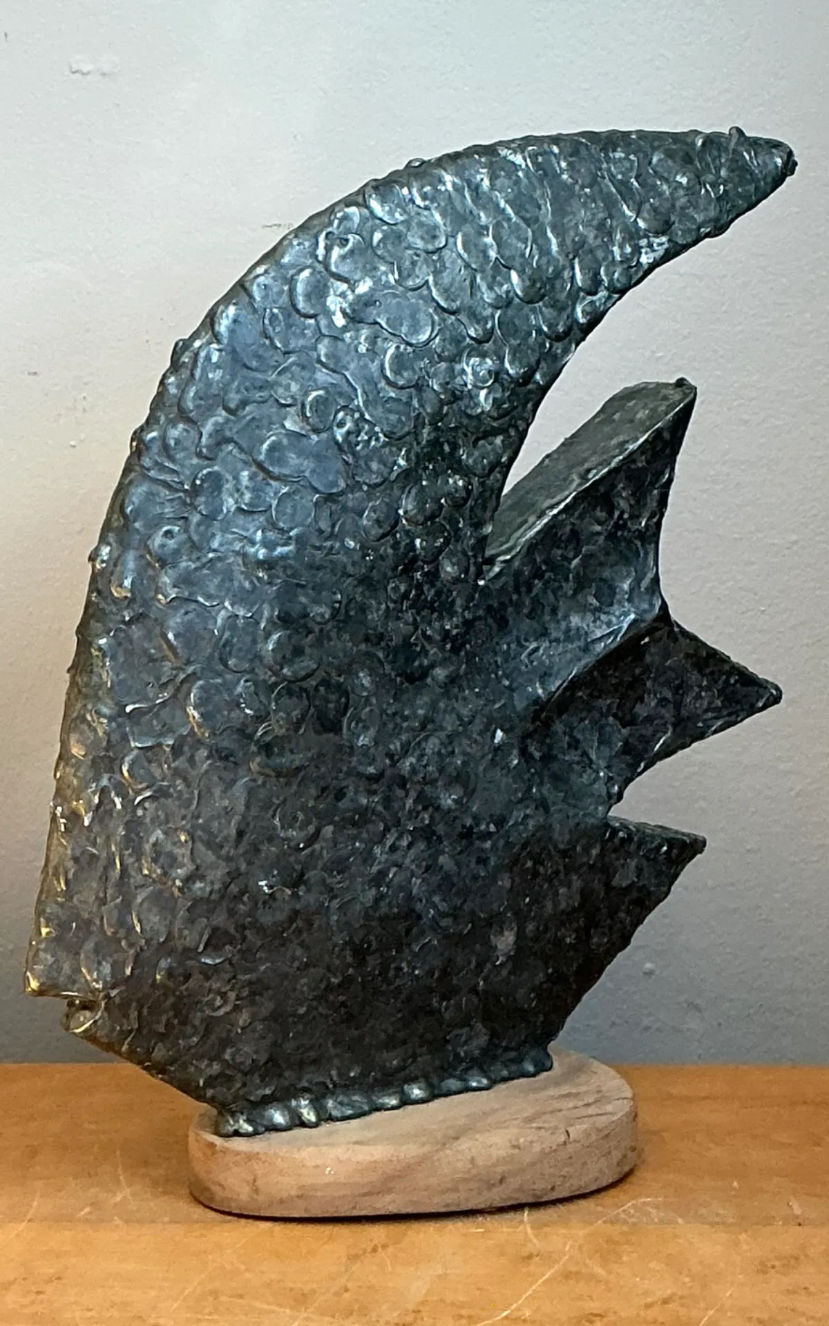 Vintage Plaster Textured Abstract Fish Sculpture — additional photo 1