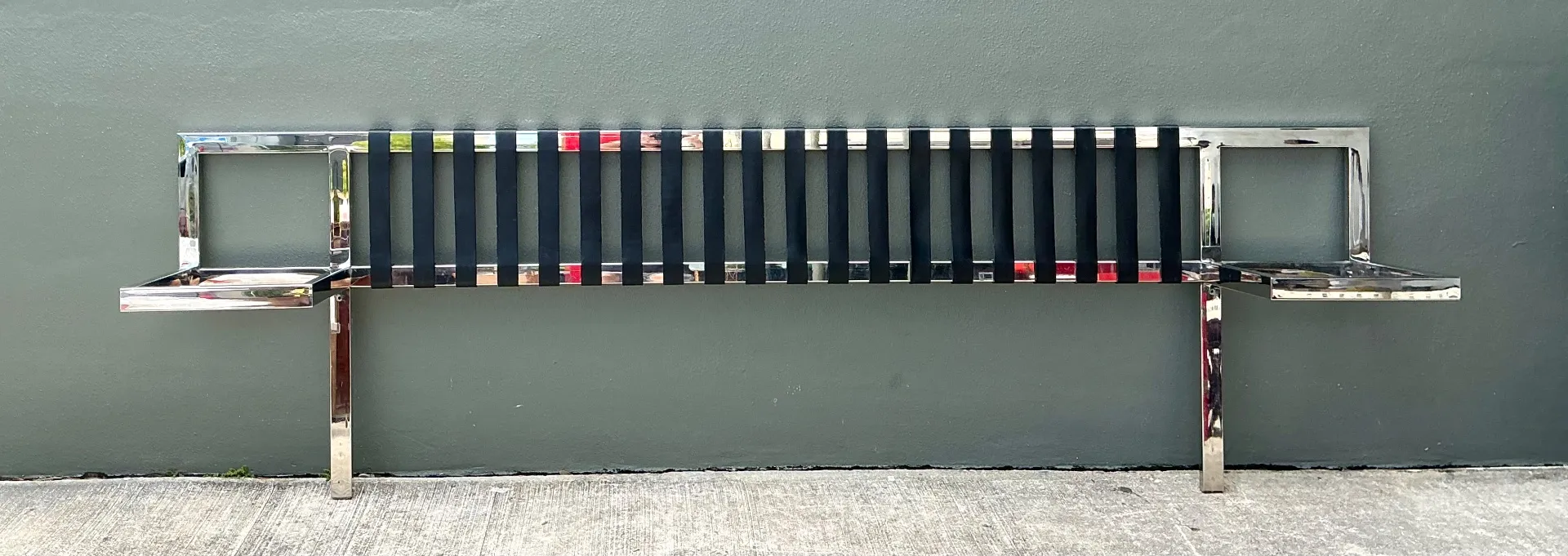 Vintage Chrome And Leather King Headboard After Mies Van Der Rohe — additional photo 4