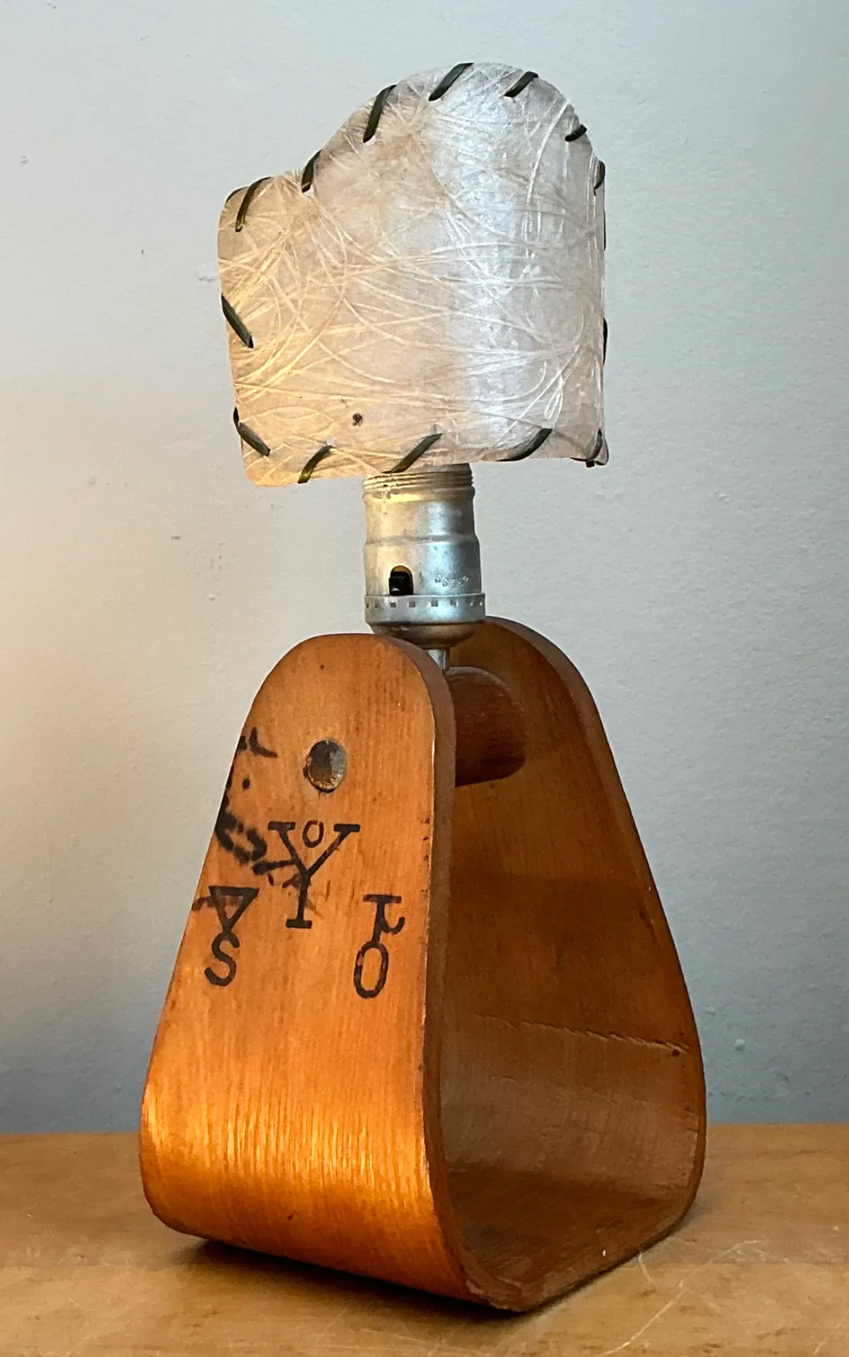 Vintage Wood and Metal Stirrup Table Lamp — additional photo 1