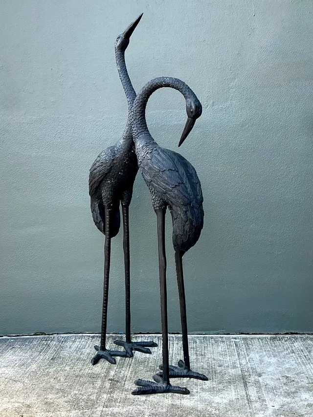 Vintage Metal Crane Sculptures - Pair — additional photo 1