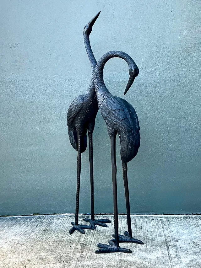 Vintage Metal Crane Sculptures - Pair — additional photo 3