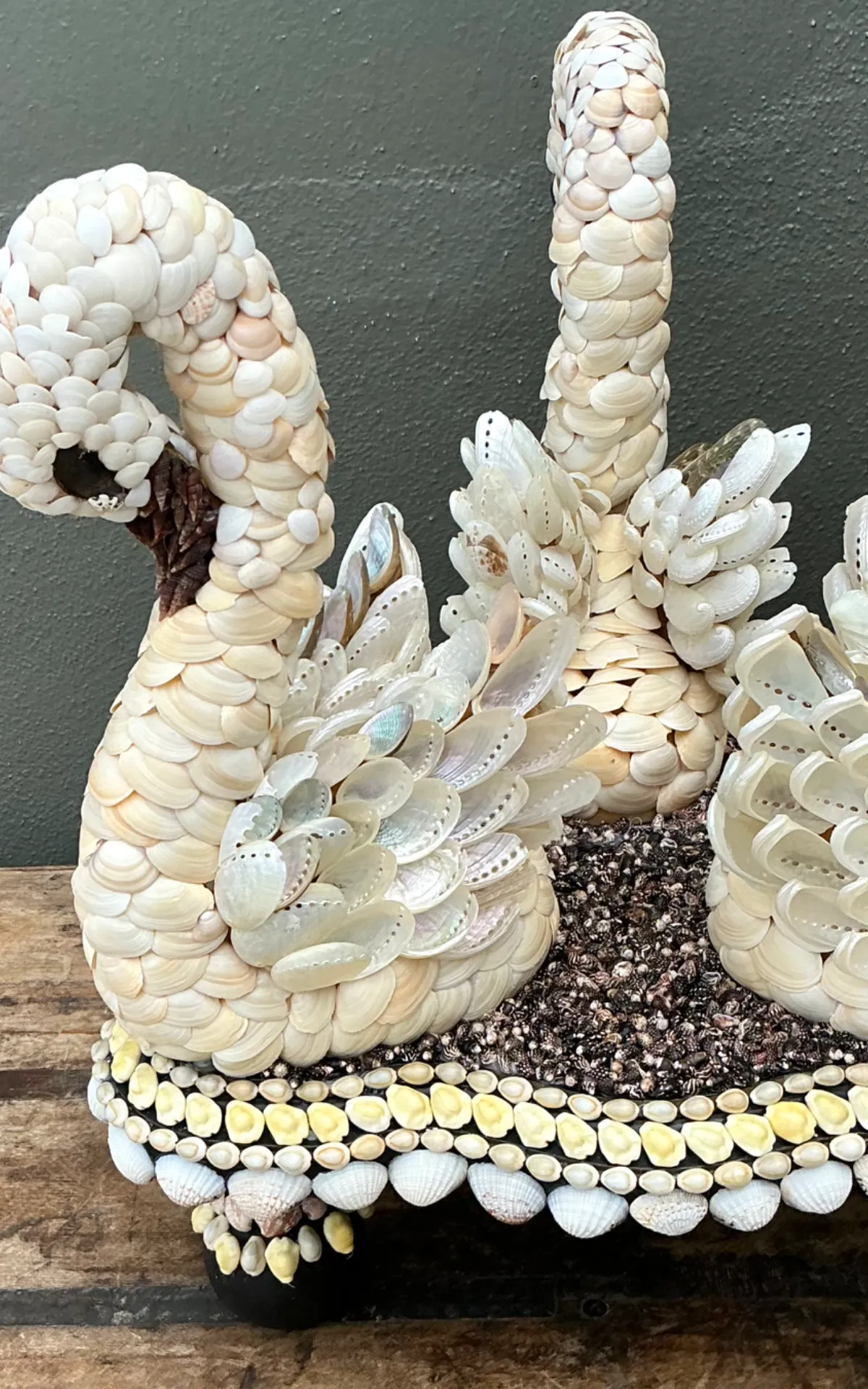 Vintage Shell Encrusted Wood Swan Table — additional photo 5