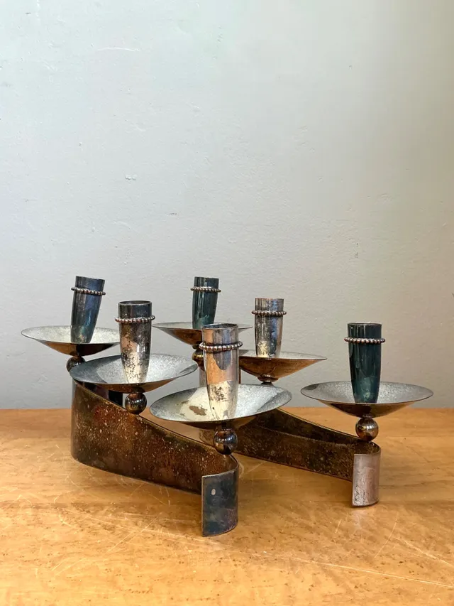 Vintage Carole Stupell For Royal Hickman Silverplate Candlesticks - A Pair — additional photo 5