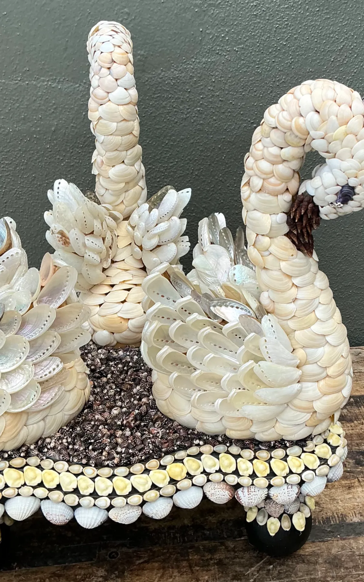 Vintage Shell Encrusted Wood Swan Table — additional photo 8