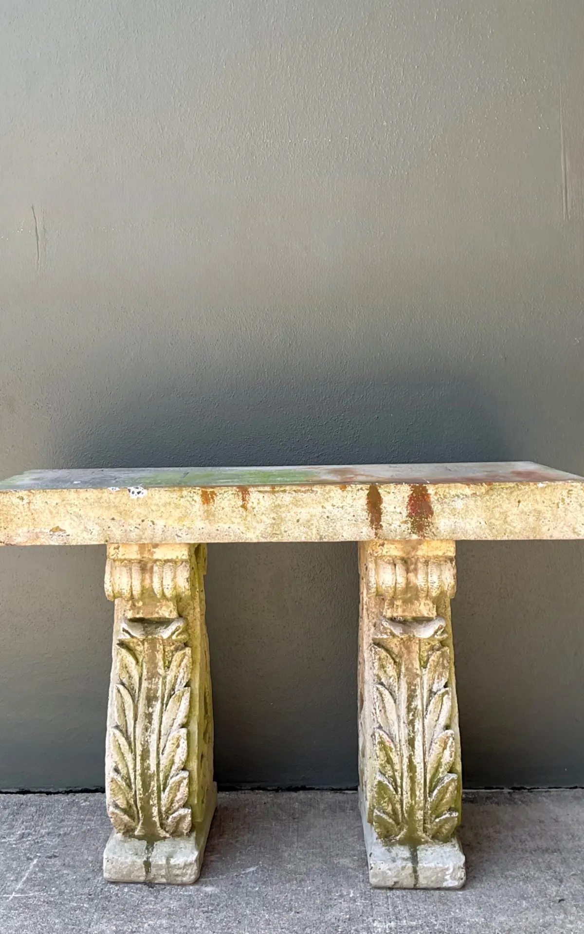 Vintage Ornate Cement Console Table - Interior view