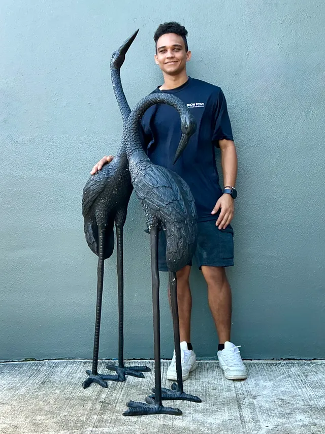 Vintage Metal Crane Sculptures - Pair — additional photo 2