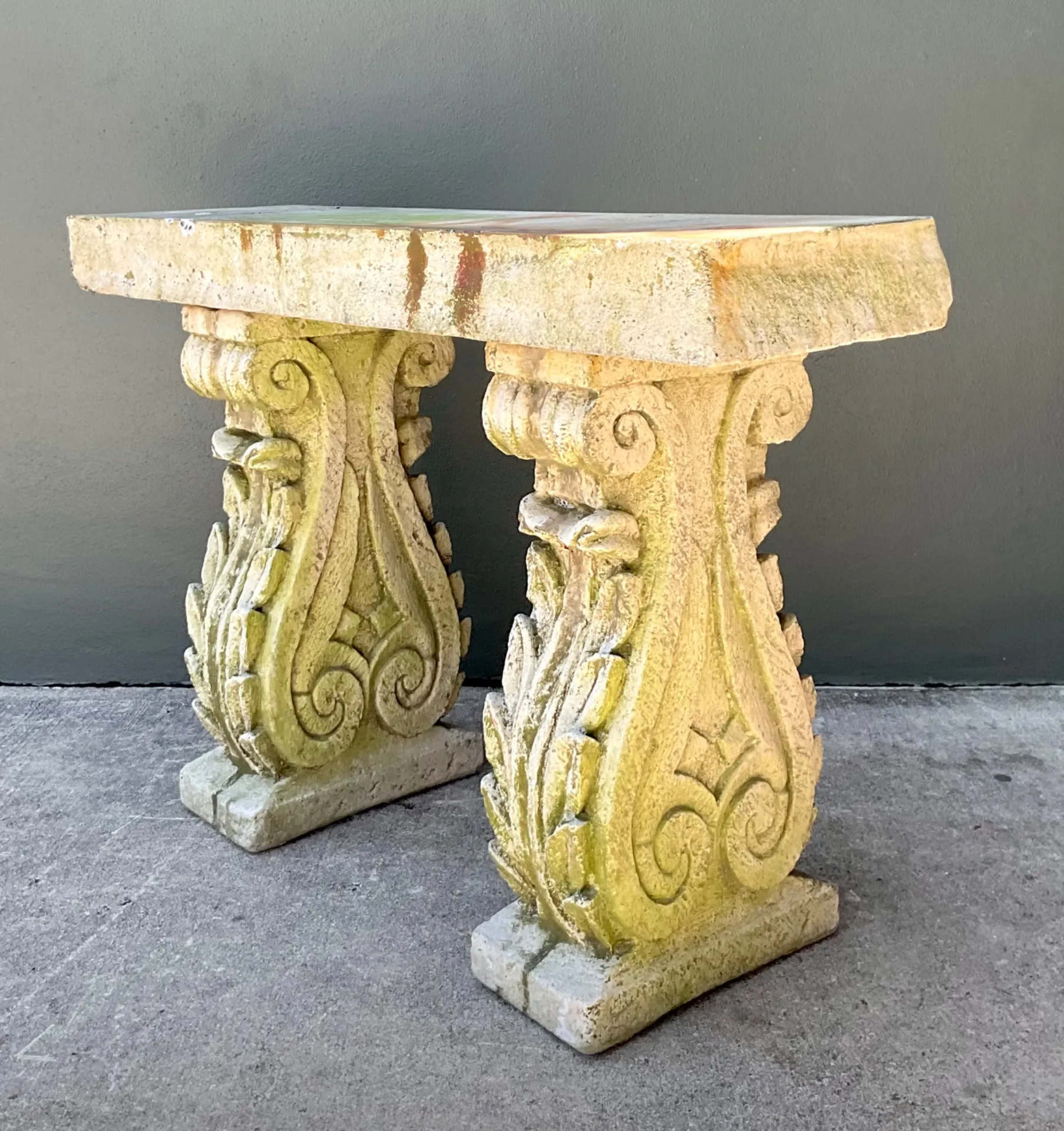 Vintage Ornate Cement Console Table — additional photo 5