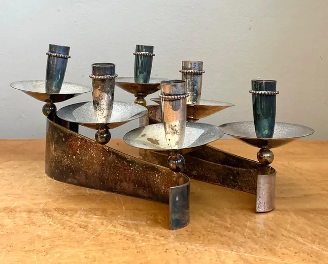 Vintage Carole Stupell For Royal Hickman Silverplate Candlesticks - A Pair — additional photo 2
