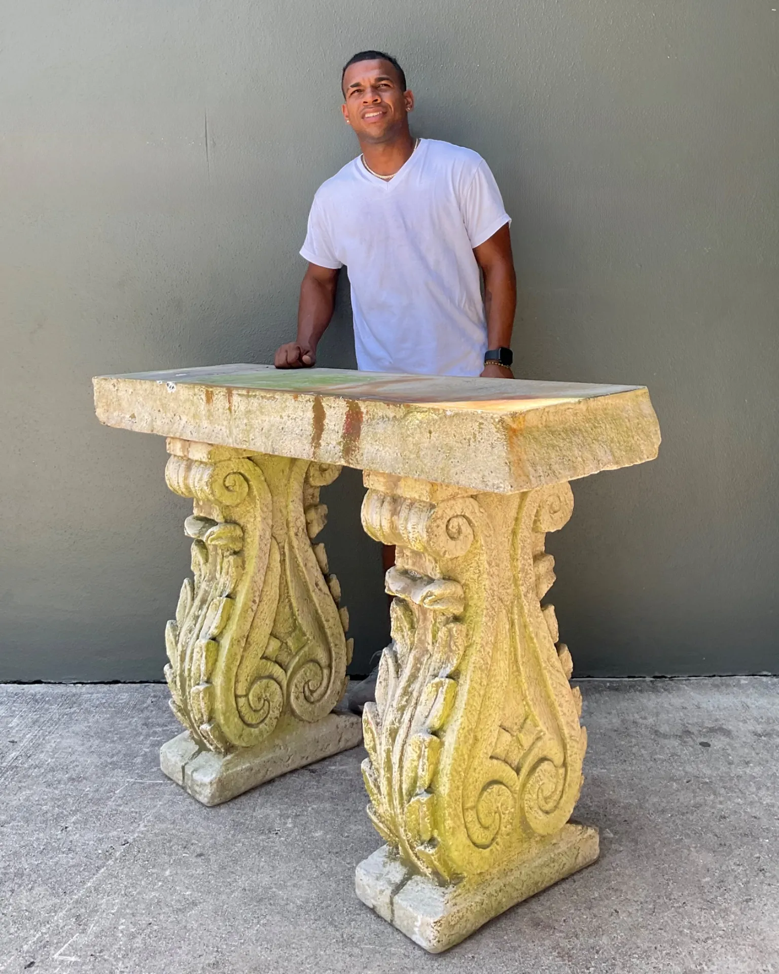 Vintage Ornate Cement Console Table — additional photo 1