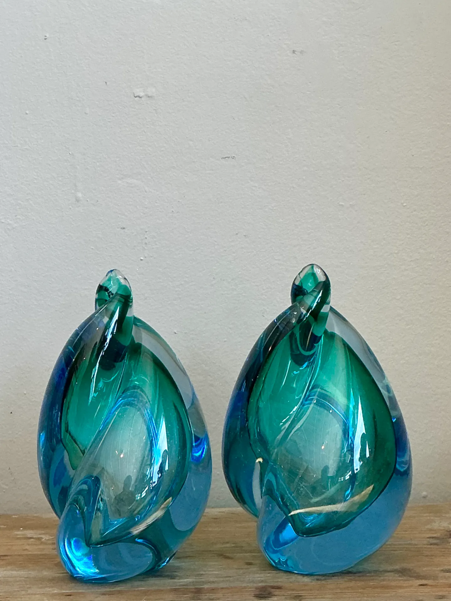 Vintage Italian Alfredo Barbini Murano Sommeroso Blue Flame - A Pair — additional photo 1