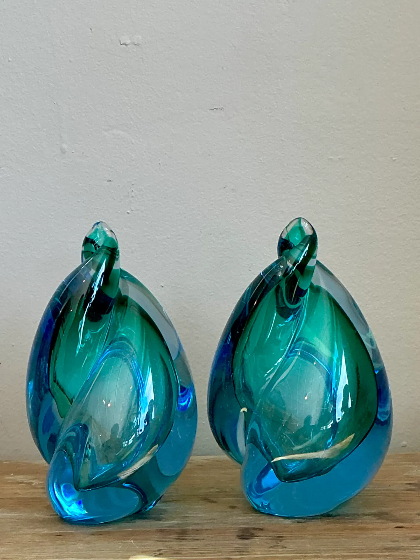 Vintage Italian Alfredo Barbini Murano Sommeroso Blue Flame - A Pair — additional photo 6