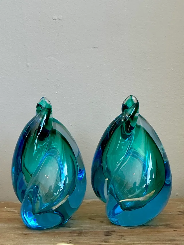 Vintage Italian Alfredo Barbini Murano Sommeroso Blue Flame - A Pair — additional photo 6