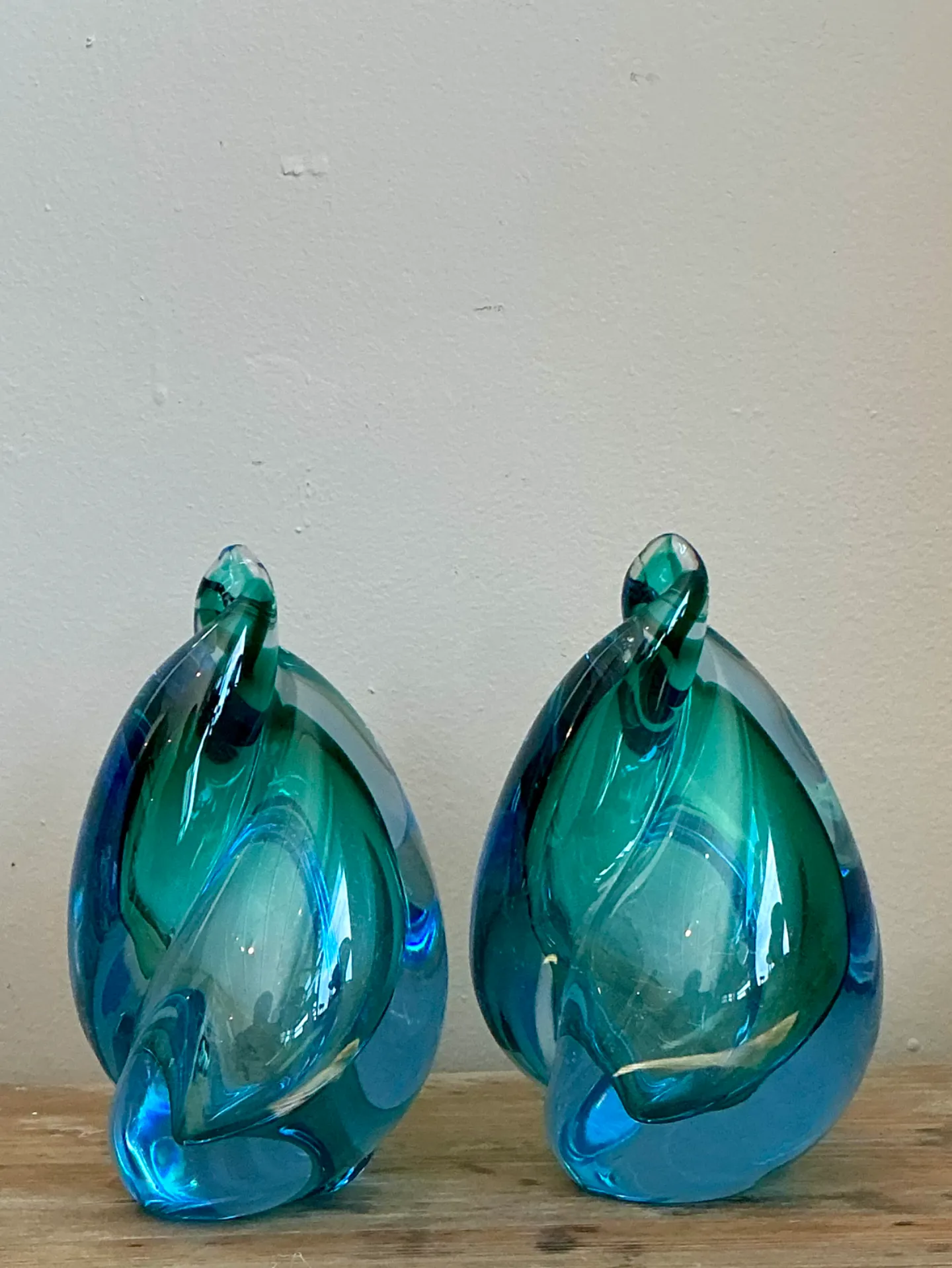 Vintage Italian Alfredo Barbini Murano Sommeroso Blue Flame - A Pair — additional photo 7