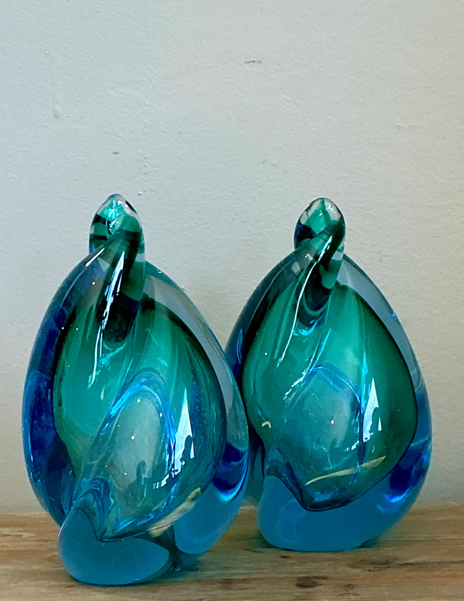 Vintage Italian Alfredo Barbini Murano Sommeroso Blue Flame - A Pair — additional photo 2