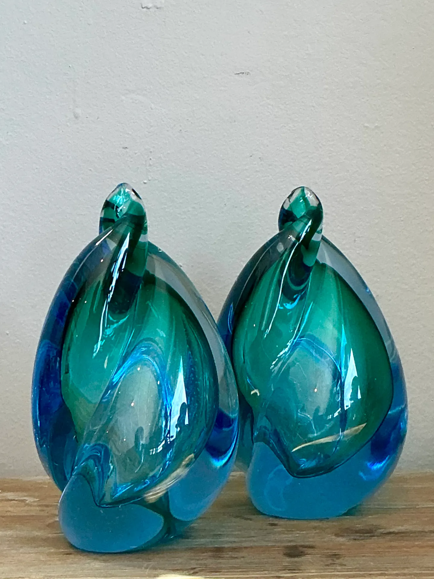 Vintage Italian Alfredo Barbini Murano Sommeroso Blue Flame - A Pair — additional photo 3