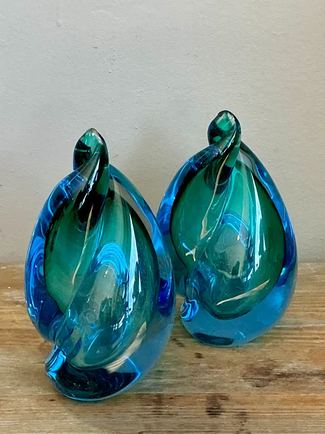 Vintage Italian Alfredo Barbini Murano Sommeroso Blue Flame - A Pair — additional photo 5