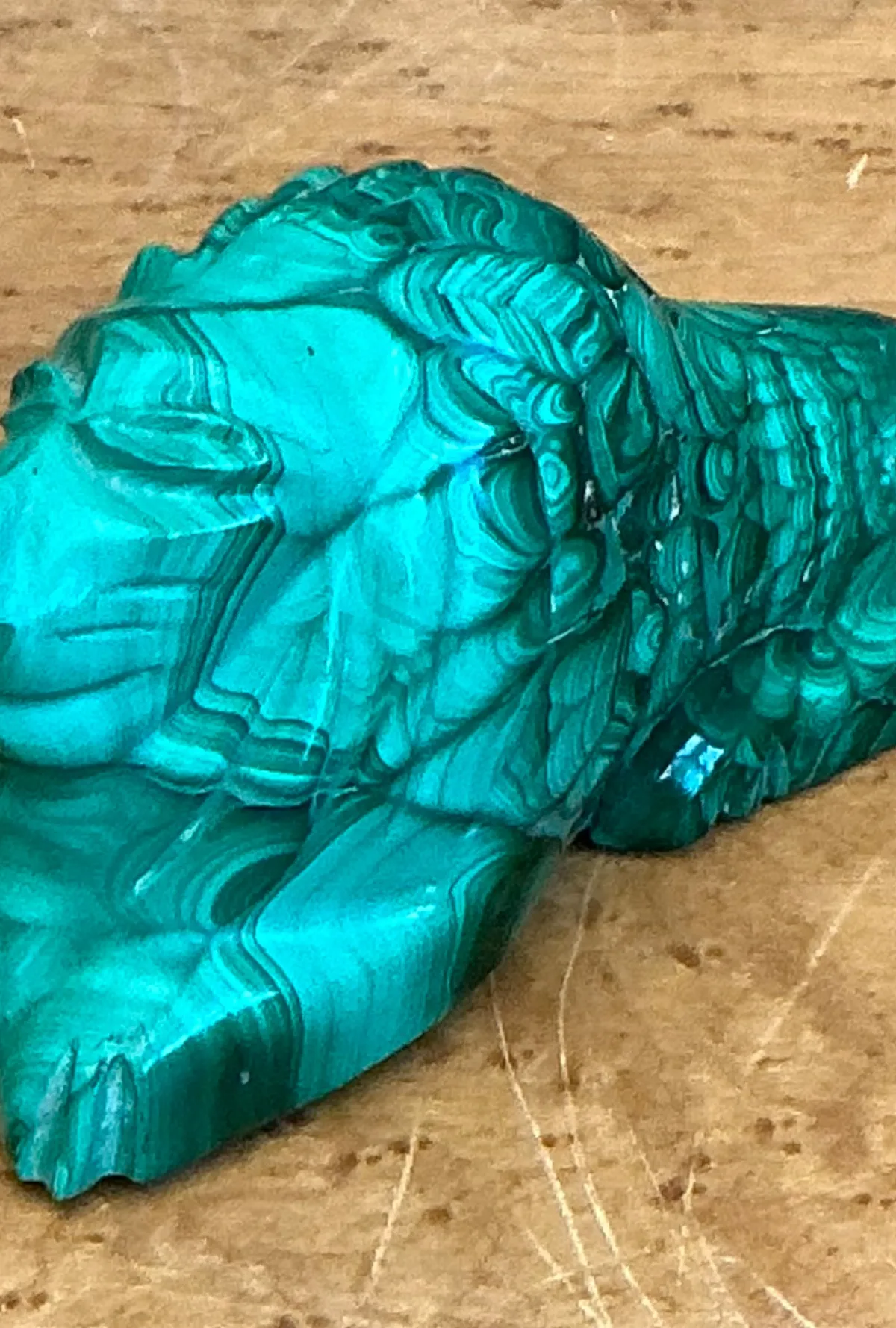 Vintage Malachite Carved Lion Sculpture — additional photo 3